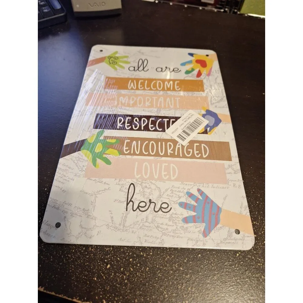 All Are Welcome Important Respected Encouraged Loved Here Metal Tin Sign 8